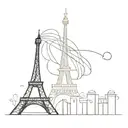 eiffel tower melding with moulin rouge  tattoo design idea