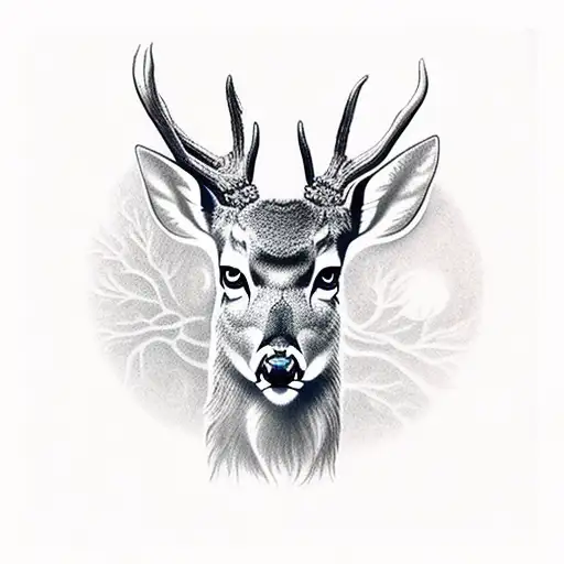 deer head representing female ovaries  tattoo design idea