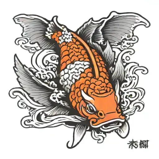 koi fish, dragon, samurai warrior tattoo design idea