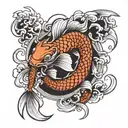 koi fish, dragon, samurai warrior tattoo design idea