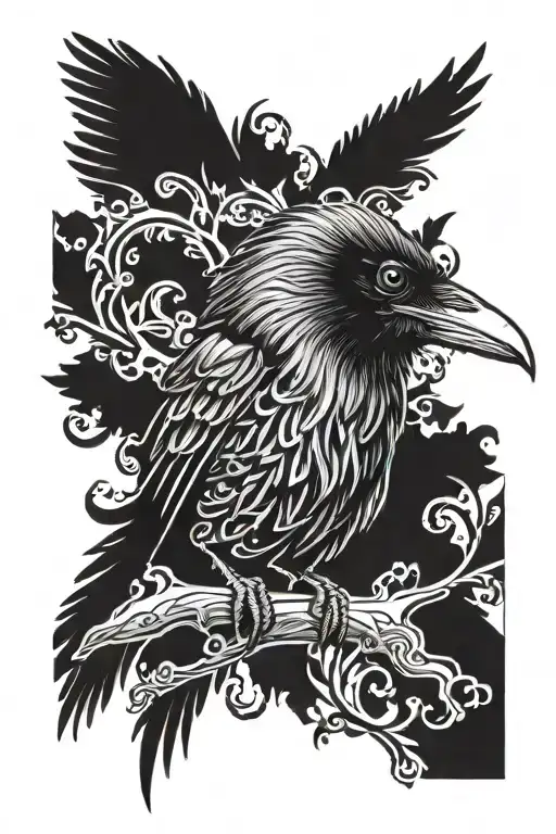 Raven looking inquisitive tattoo design idea
