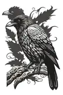 Raven looking inquisitive tattoo design idea