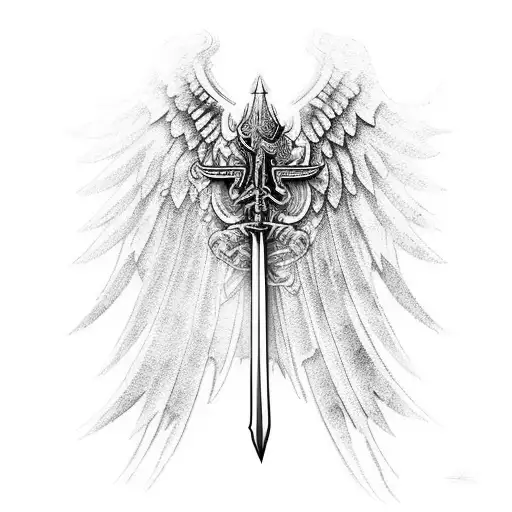 San Miguel Arcangel sword tattoo design idea