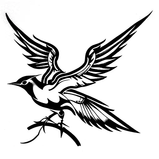 mockingjay bird healing tattoo design idea