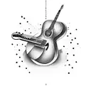 Jazz-inspired guitar player tattoo design idea