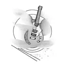 Jazz-inspired guitar player tattoo design idea