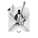 Jazz-inspired guitar player tattoo design idea