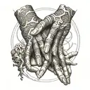 The Creation of Adam but with a robotic hand tattoo design idea