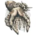The Creation of Adam but with a robotic hand tattoo design idea