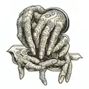 The Creation of Adam but with a robotic hand tattoo design idea