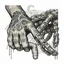 The Creation of Adam but with a robotic hand tattoo design idea