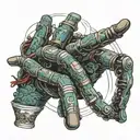 The Creation of Adam but with a robotic hand tattoo design idea