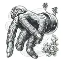 The Creation of Adam but with a robotic hand tattoo design idea