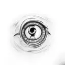 A tattoo of Sauron's eye from The Lord of the Rings, but with a gaming twist like a health bar overlay tattoo design idea