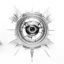 A tattoo of Sauron's eye from The Lord of the Rings, but with a gaming twist like a health bar overlay tattoo design idea