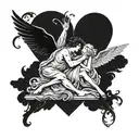 A modern interpretation of the love story between Eros and Psyche tattoo design idea