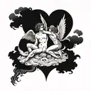 A modern interpretation of the love story between Eros and Psyche tattoo design idea