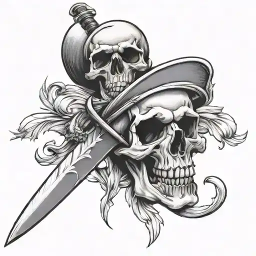 dagger skull tattoo design idea