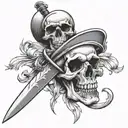 dagger skull tattoo design idea