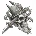 dagger skull tattoo design idea