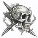 dagger skull tattoo design idea