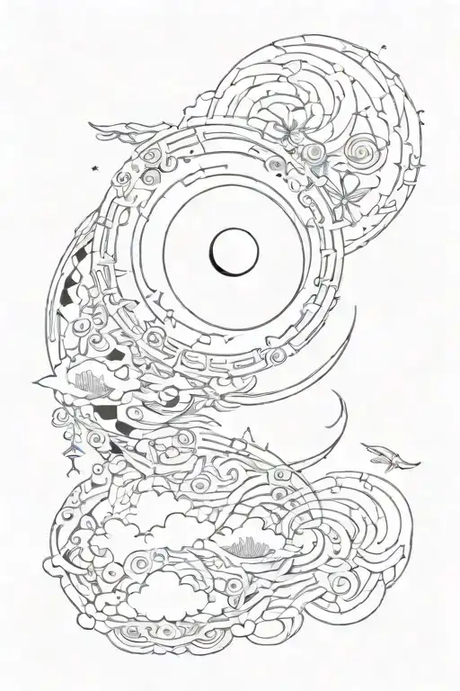 I would like a longitudinal tattoo on my back. on top there will be a turkish eye, under the eye there will be a moon an tattoo design idea