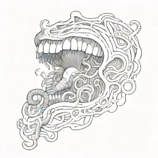 a person's mouth is filled with worms and they fall out tattoo design idea