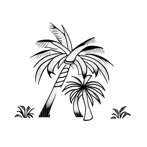 Palm Tree and turtle tattoo design idea