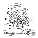 Palm Tree and turtle tattoo design idea