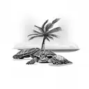 Palm Tree and turtle tattoo design idea