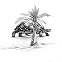 Palm Tree and turtle tattoo design idea