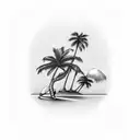 Palm Tree and turtle tattoo design idea