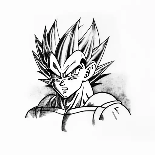 Vegeta's face with a determined expression tattoo design idea