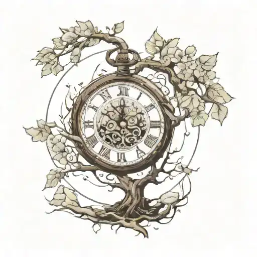 reloj de arena antiguo, con árbol de la vida dentro de la parte de arriba la parte de abajo agrietada  tattoo design idea