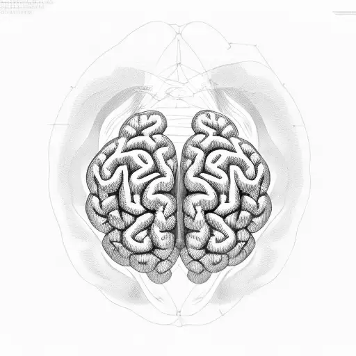 A brain with intricate physics equations and formulas inside tattoo design idea
