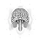 A brain with intricate physics equations and formulas inside tattoo design idea
