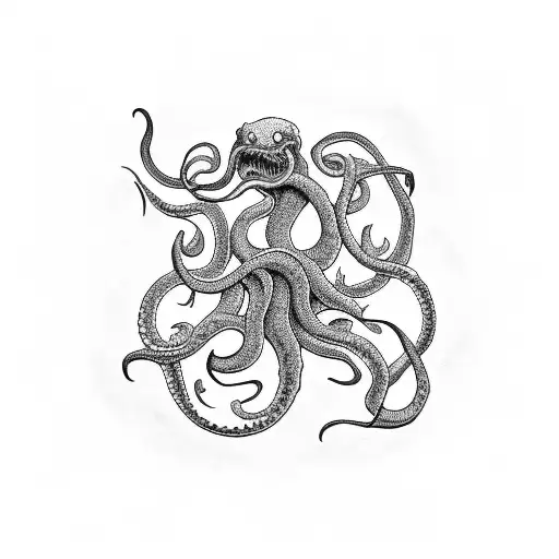 Kraken sinking a 1500's ship  tattoo design idea