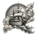 Noahs ark with a ray of light shining down on the boat tattoo design idea
