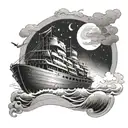 Noahs ark with a ray of light shining down on the boat tattoo design idea