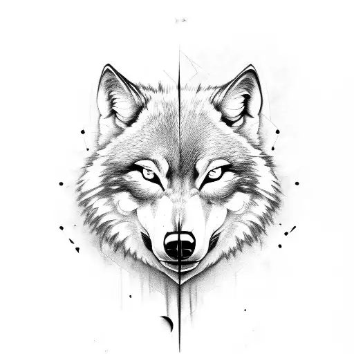 eye, skull, heart, wolf tattoo design idea