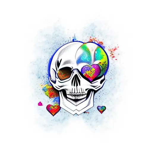 skull eye heart tattoo design idea