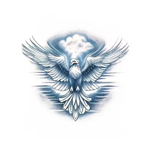 The size of the tattoo is half a sleeve, it is an eagle on one side and clouds on the other. tattoo design idea