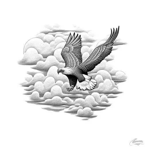 an eagle flying above the clouds tattoo design idea