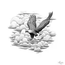 an eagle flying above the clouds tattoo design idea