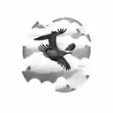 an eagle flying above the clouds tattoo design idea