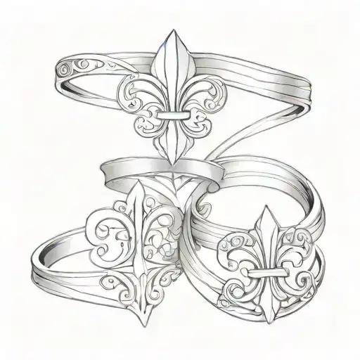 fleur de lis wedding rings intertwined tattoo design idea