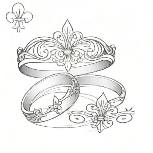 fleur de lis wedding rings tattoo design idea