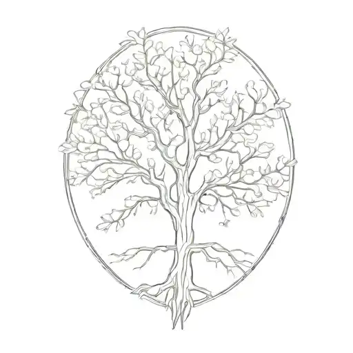 live oak tree marriage tattoo design idea