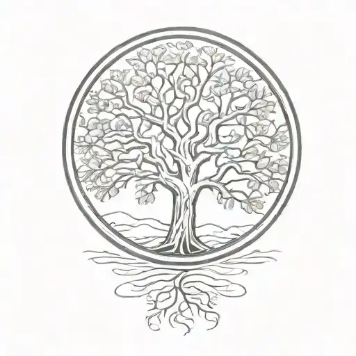 live oak tree wedding rings tattoo design idea