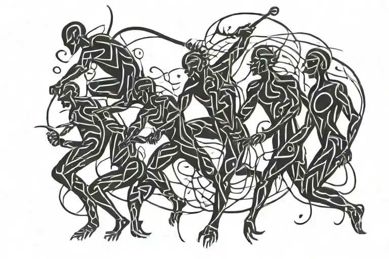 fall 7 rise 8 man stick figures emerging tattoo design idea